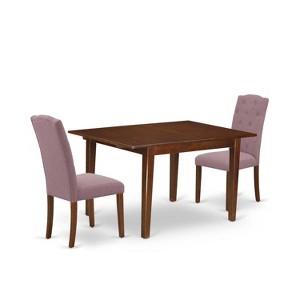 HomeStock 3-Piece Mahogany Finish Rectangular Solid Wood Top with Butterfly Leaf Dining Table Set - 1 of 4