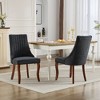 Lyngins Set of 2 Velvet High-Back Dining Chairs, Premium Rayon Cloth Flocking Kitchen Chairs, Upholstered Armless Chairs with Solid Wood Curved Legs - 2 of 4