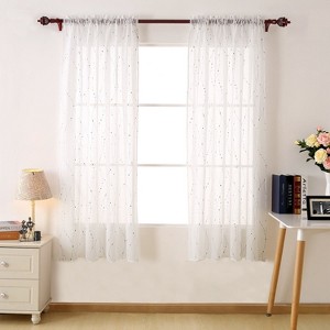 Deconovo Sheer Line with Dots Curtains(2 Panel) - 1 of 4