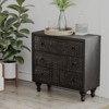 JIONJOY Farmhouse 3-Drawer Dresser - Geometric Carved Design, Fully Assembled Vintage Storage Chest for Bedroom/Living Room, Black - 3 of 4