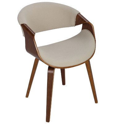 Curvo Walnut and Cream Upholstered Low Arm Chair