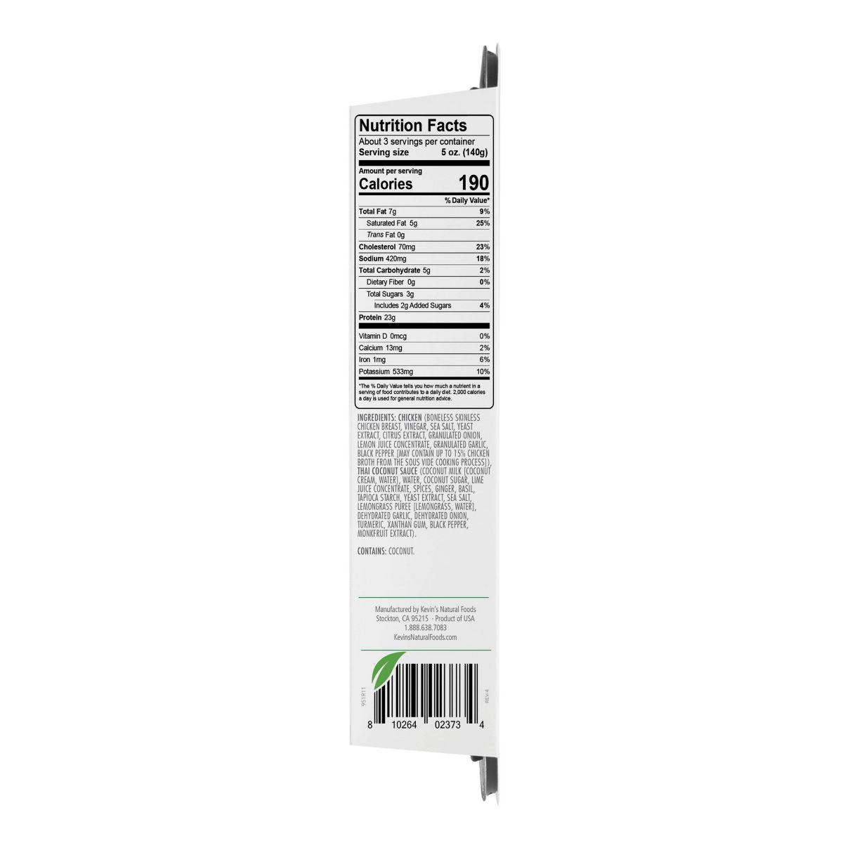 Kevin's Foods Gluten Free Thai-Style Coconut Chicken - 16oz - thumbnail 5