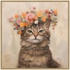 Kate & Laurel All Things Decor 30"x30" Sylvie Adorable Floral Boho Cat Framed Canvas by The Creative Bunch Studio Beaded Natural - 2 of 4