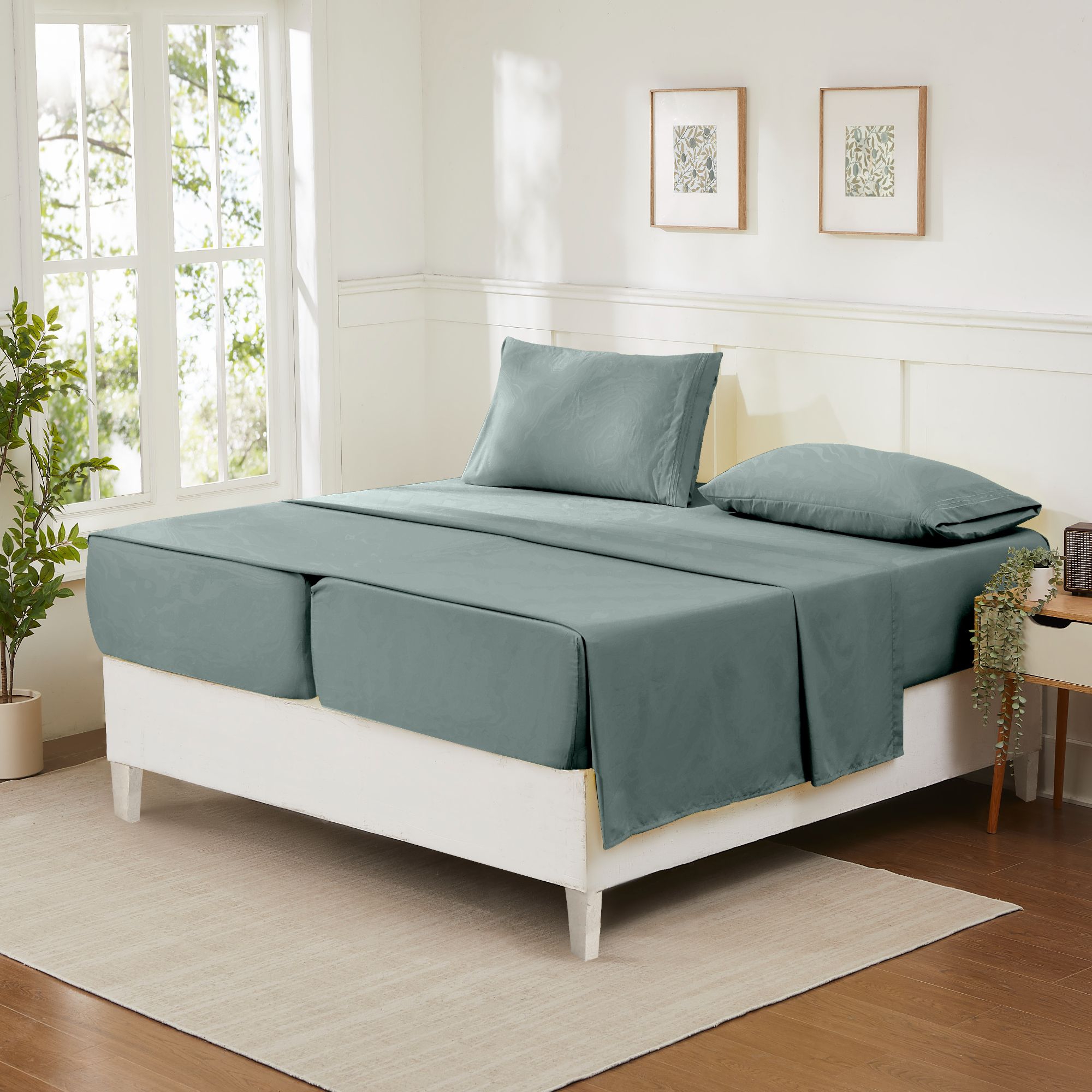Split & Adjustable King Ultra Soft Double Brushed Sheet Sets - Split King, Slate