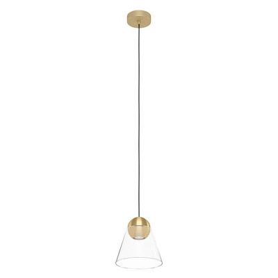 Cerasella 6" Mini LED Pendant in Brushed Brass with Clear Glass