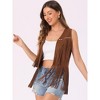 INSPIRE CHIC Women's 70s Western Open Front Faux Suede Fringe Vest - 2 of 4