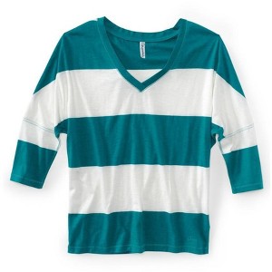 Aeropostale Womens Stripe Graphic T-Shirt, Green, Medium - 1 of 1
