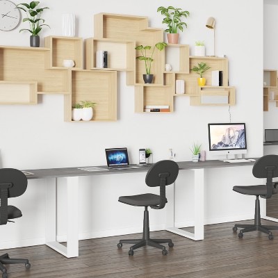 Tromso Adjustable 55" Gray Laminate Desk with Steel Frame and Drawer