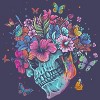 Women's Design By Humans Floral Butterfly Skull Funny Halloween Costume Hippie Flower By JeilJersey Racerback Tank Top - 2 of 3