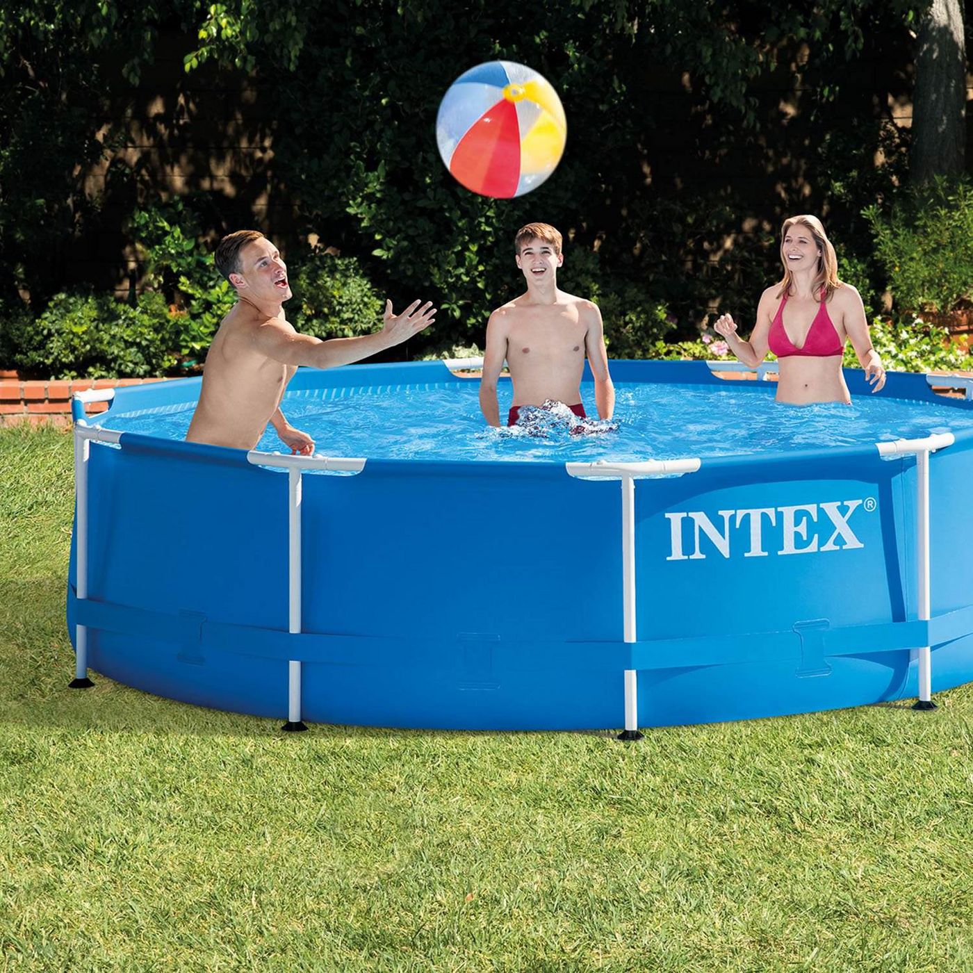 Intex 10ft x 30in Metal Frame Swimming Pool Set w/ Filter Pump & Debris Cover - image 3 of 6