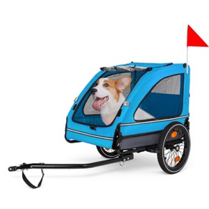 SEVOBAL Pet Strollers Pet Bike Trailer Dog Cart for Bicycle Easy Folding Cart Frame Quick Release Wheel, Non-Slip Floor, Blue, 59"*30"*34" - 1 of 4