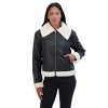 Juniors' Faux Leather Aviator Jacket - Sebby - 3 of 3