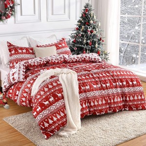 GustoWave Reversible Printed Christmas Duvet Cover and Pillow Shams Set, Bedding Set - 1 of 4