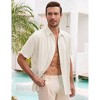 Men's Cotton Linen Shirts Relaxed Fit Short Sleeve Beach Button Down Shirt Button Up Pleats Guayabera Shirts - 2 of 4