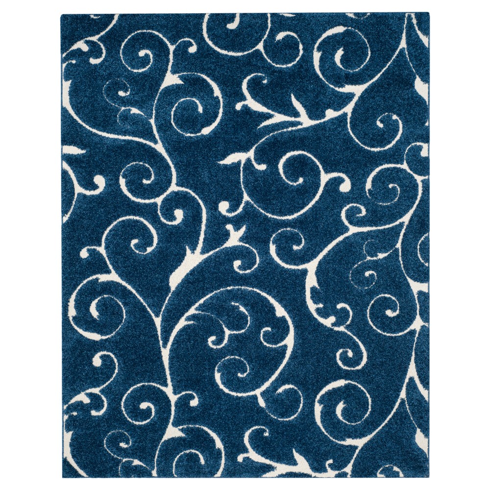 8'x10' Abstract Shag/Flokati Loomed Area Rug Dark Blue/Cream - Safavieh