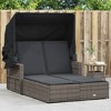 vidaXL Double Sun Lounger with Canopy-Gray Poly Rattan, Adjustable Backrest, Washable Cushions, Outdoor/Patio/Garden Day Bed - 2 of 4