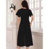 INSPIRE CHIC Women's Wedding Guest Ruffles Split V Neck Cocktail Evening Flared Midi Dress - 4 of 4