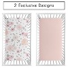 Sweet Jojo Designs Baby Girl Fitted 100% Cotton Muslin Crib Sheets Set Watercolor Floral Pink Grey and White 2pc - 2 of 4
