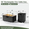 Gulches 32" 2-Piece Propane Gas Fire Pit Table with Tank Cover, 50000 BTU Rectangular Steel Fire Pit & Wicker Storage, Ceramic Tabletop - 2 of 4