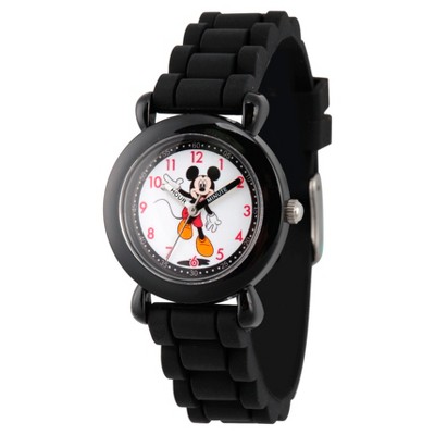 Boys' Disney Mickey Mouse Black Plastic Time Teacher Watch - Black