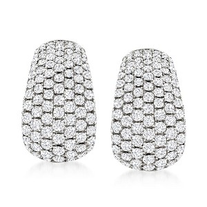Ross-Simons 3.00 ct. t.w. Pave Diamond Earrings in 14kt White Gold - 1 of 4