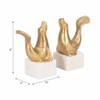 Stylish Metal Sea Lion Bookends on Marble Base - Decorative Book Ends for Bookshelf, Office Desk, Home Library, or Shelf - Set of 2, 8", Gold & White - 4 of 4