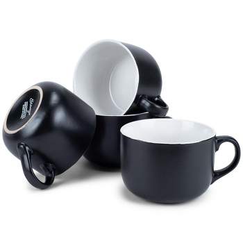 Elanze Designs Large Color Pop 24 ounce Ceramic Jumbo Soup Mugs Set of 4, White