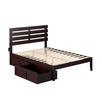 Full Oxford Bed with 2 Drawers Espresso - AFI: Platform Frame, No Box Spring Needed, Storage Compartment