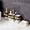 4 Piece Bathroom Accessories Set - Black and White, Glossy Finish Marble - 3 of 4