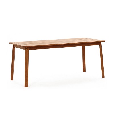 LuxenHome Outdoor Wooden Rectangular Dining Table Brown
