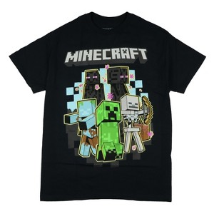 Seven Times Six Minecraft Shirt Men's Creeper Zombie Enderman Skeleton Short Sleeve Tee Black - 1 of 4