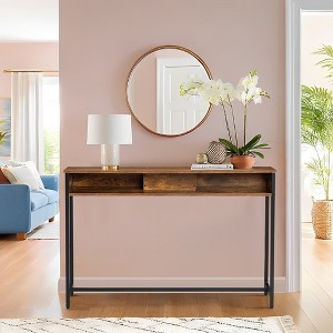 Narrow Console Table with Charging Station and Power Outlet, Couch Table Behind Sofa Slim Space Saving, 47.2" Small Entryway Table, Brown - 1 of 4