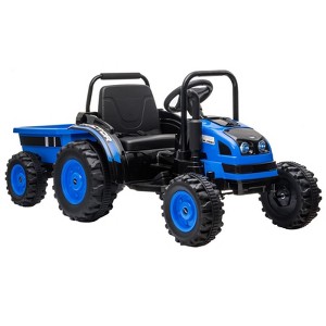Ride Tractor for Kids, Tractor Ride On with Trailer, 12V Battery Powered Electric Tractor with Remote Control, 35W Dual Motors, Unload Button - 1 of 4