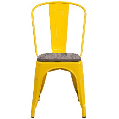 Bright Yellow Galvanized Steel Slat Side Chair for Versatile Spaces