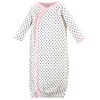 Touched by Nature Baby Girl Organic Cotton Side-Closure Snap Long-Sleeve Gowns 3pk, Pink Gray Scribble, 0-6 Months - 3 of 4