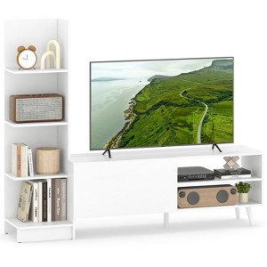 Tangkula TV Stand for TVs up to 50" w/Bookshelf & 3-Position Adjustable Shelf Metal Legs - 1 of 4