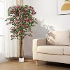 Artificial Azalea Tree,5.3FT Faux Silk Azalea Plant with Pot for Indoor Outdoor Decor for Home Office Garden - 2 of 4