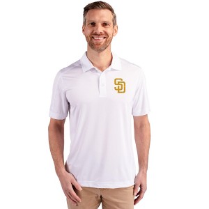 San Diego Padres Cutter & Buck Prospect Eco Textured Stretch Recycled Mens Short Sleeve Polo - 1 of 1