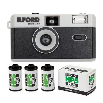 Ilford Sprite 35 II Reloadable Analog Film Camera and Film Roll 3 Pack Bundle