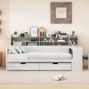 NicBex Twin Size Daybed Multifunctional Frame Day Bed with Trundle, Storage Shelves, 2 Spacious Drawers and 1 Integrated Desk for Apartment - 3 of 4