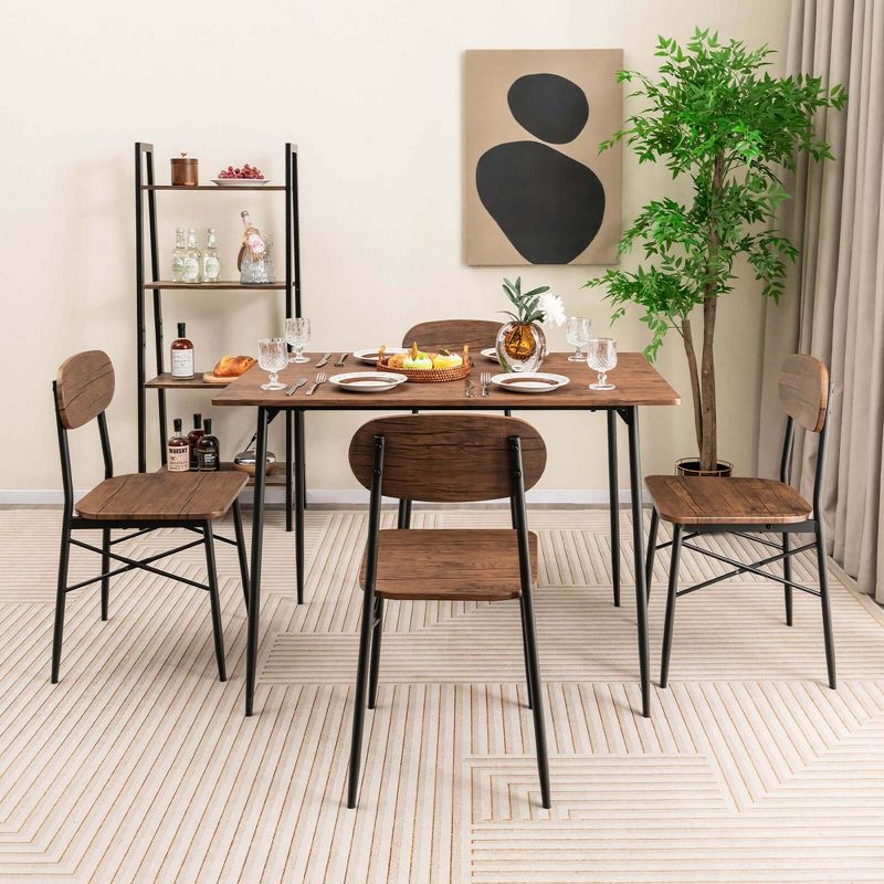 Costway 5-Piece Dining Table Set for 4 Modern Kitchen Dining Room Furniture Set, 2 of 11
