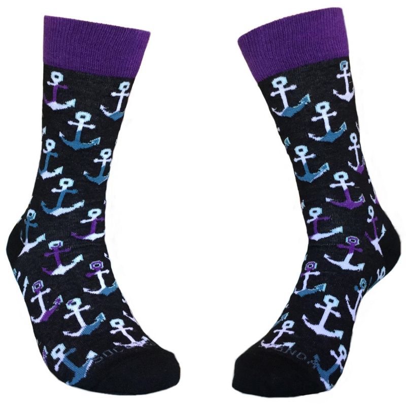 Colorful Anchor Pattern Socks (Women's Sizes Adult Medium) from the Sock Panda, 1 of 3