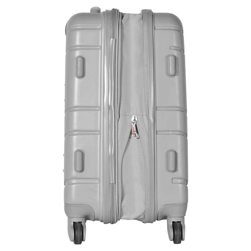 Olympia Denmark 21 Inch Expandable Carry On 4 Wheel Spinner Multiple Grip Luggage Suitcase with Aluminum Locking System and Interior Divider, Silver, 4 of 8