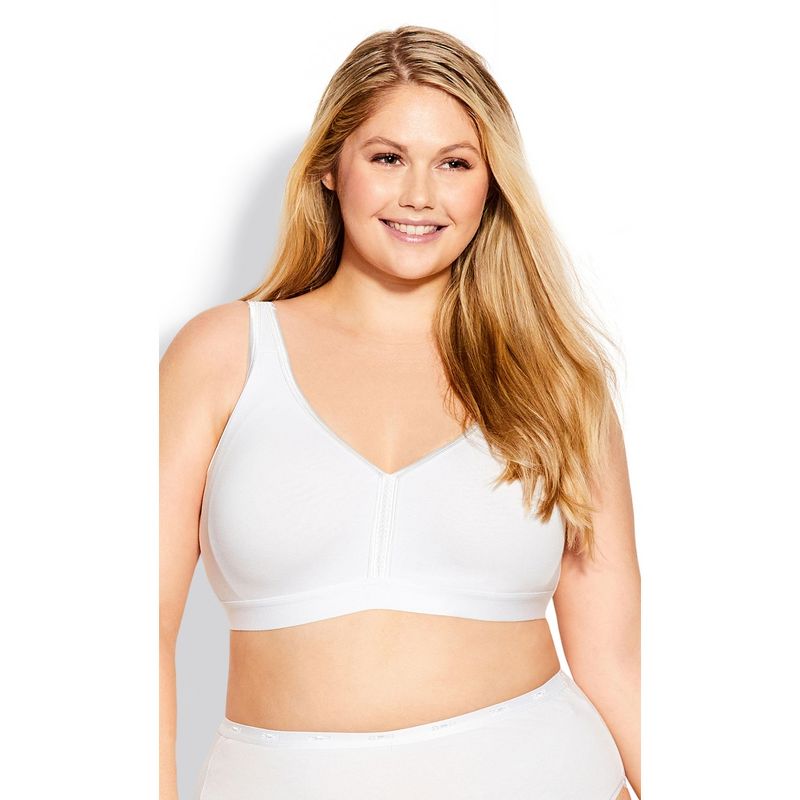 Women's Plus Size Basic Cotton Bra - white | AVENUE, 1 of 3