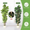 Faux Fiddle Leaf Fig Tree with White Pot, Faux Trees with Artificial Plants Fiddle Leaves Greenery - Lifelike Fake Tree for Home Office Store Room - 4 of 4