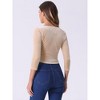 INSPIRE CHIC Women's Velvet V Neck 3/4 Sleeve Solid Crop Top - 4 of 4
