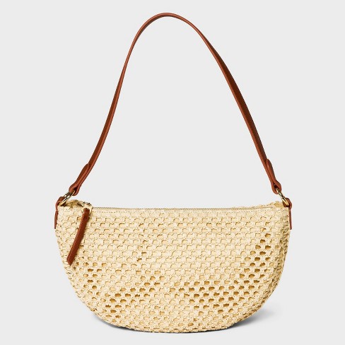 Straw Half Moon Shoulder Bag Universal Thread Beige Target