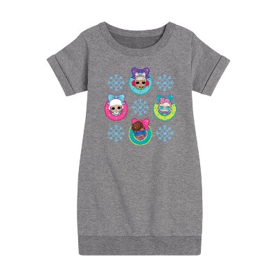 - Lol Surprise! - Snowflake Wreath Graphic Short Sleeve Fleece Dress