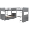 NicBex Twin Size Bunk Bed "L" Shape Pinewood Frame Triple Bed Frame with 2 Storage Drawers, Guardrails and Ladder, No Box Spring Required - image 3 of 4