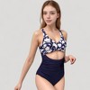 Anna-Kaci Swim Women's Twist Front Floral One Piece Swimsuit with Cutout Waist and Ruched Tummy Control - 3 of 4